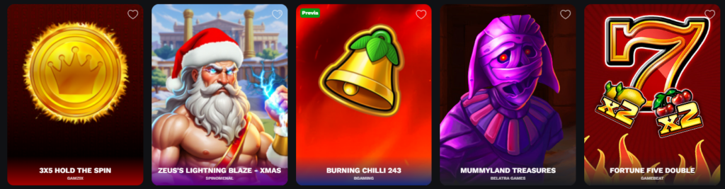 Selección de Juegos en BetOnRed